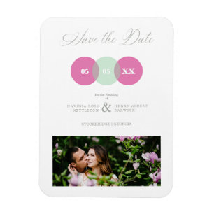 Fun Mint & Hot Pink Foto Couple Wimshire Script Magnet