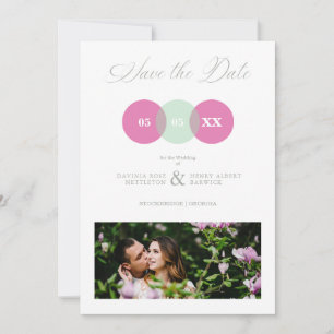 Fun Mint & Hot Pink Foto Couple Wimshire Script Save The Date