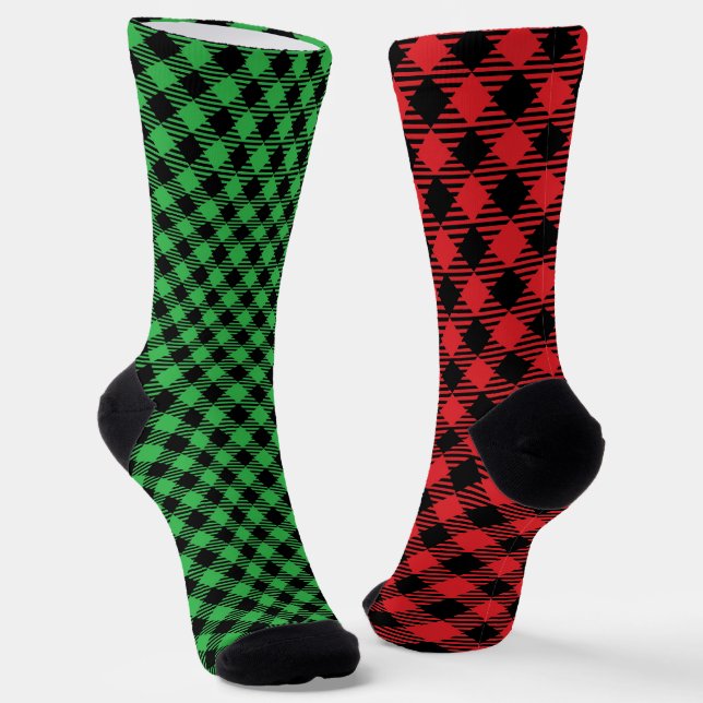Fun Mismatch Odd Christmas Kariert Socken (Gewinkelt)