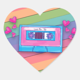 Fun Mixtape Rainbow Background Retro Music Liebe Herz-Aufkleber