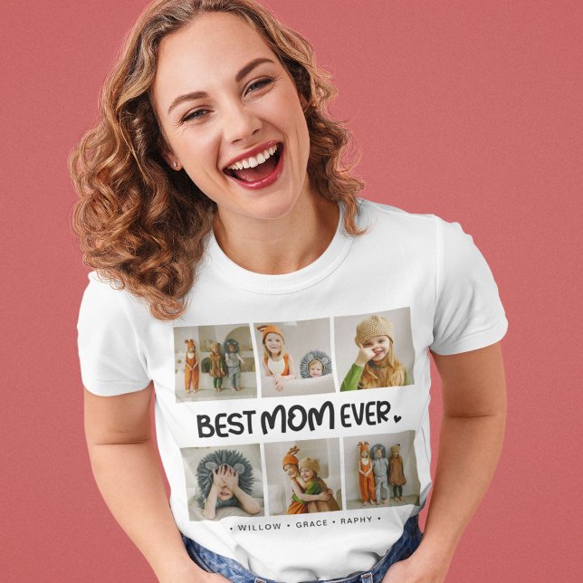 Fun Modern 'BEST MAMA EVER' 6 Foto T-Shirt (Von Creator hochgeladen)