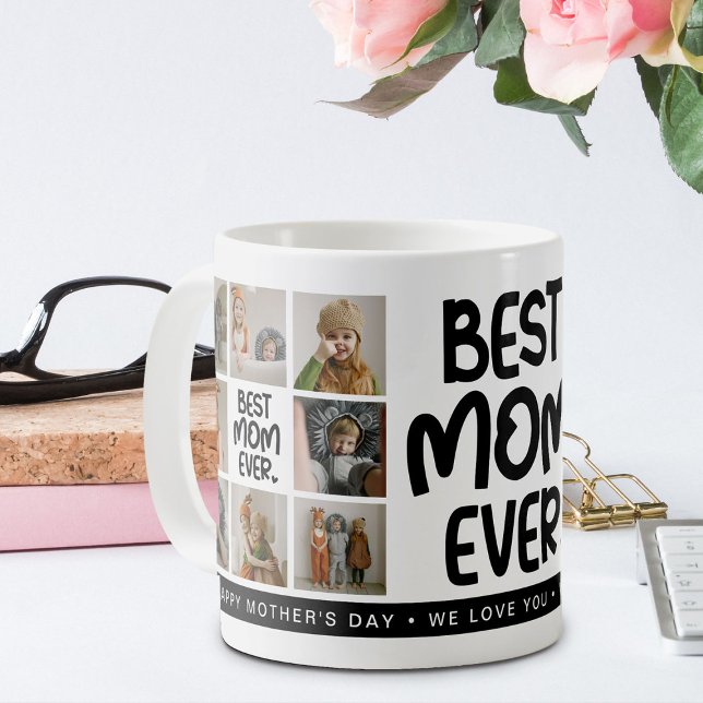 Fun Modern 'BEST MAMA EVER' 8 Foto Kaffeetasse (Von Creator hochgeladen)