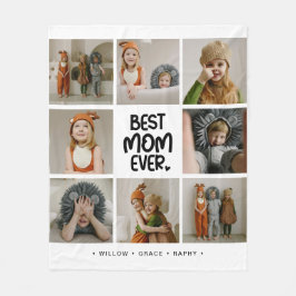 Fun Modern 'BEST MOM EVER' 6 Photo Fleecedecke