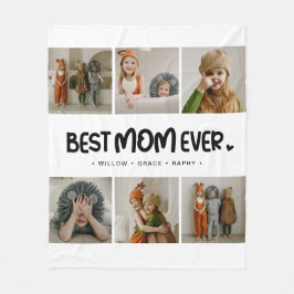Fun Modern 'BEST MOM EVER' 6 Photo Fleecedecke