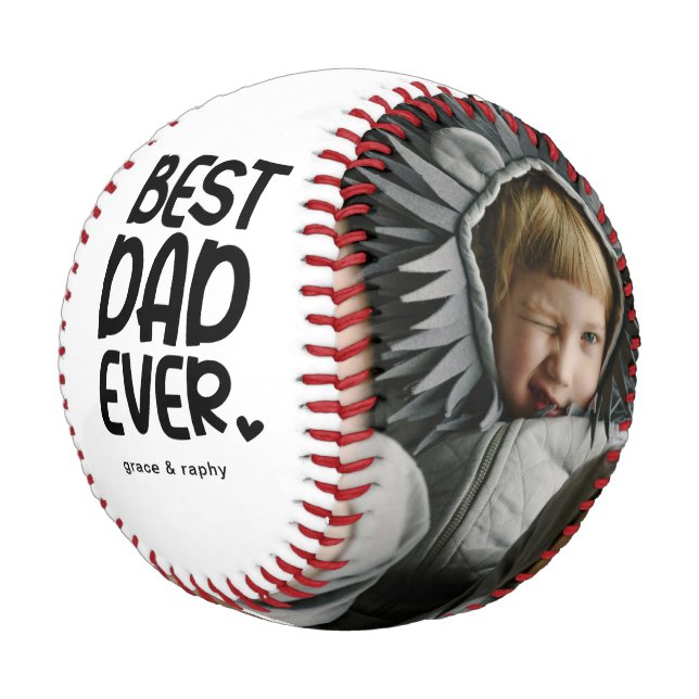 Fun Modern 'BEST VATER EVER' 2 Foto Baseball (Schrägansicht)