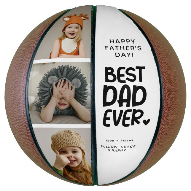 Fun Modern 'BEST VATER EVER' 3 Foto Basketball (Vertikal)