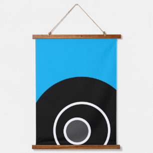 Fun Modern Bright Sky Blue Black Ocean Oyster Wandteppich Mit Holzrahmen