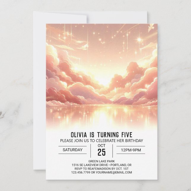 Fun Modern Celestial Digital Birthday Einladung (Vorderseite)