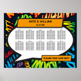 Fun Modern Comic Book Wedding Chart Poster