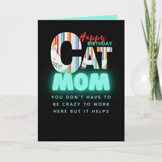 Fun Modern Crazy Cat Mama Personalisiert Geburtsta Karte (Vorderseite)