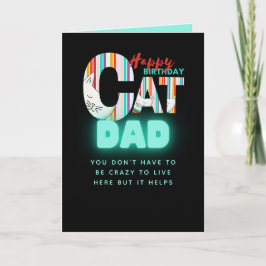 Fun Modern Crazy Cat VATER Personalisiert Geburtst Karte
