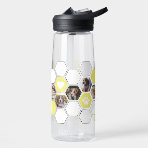 Fun Modern Geometric Yellow Heart Paw Dog Fotos Trinkflasche