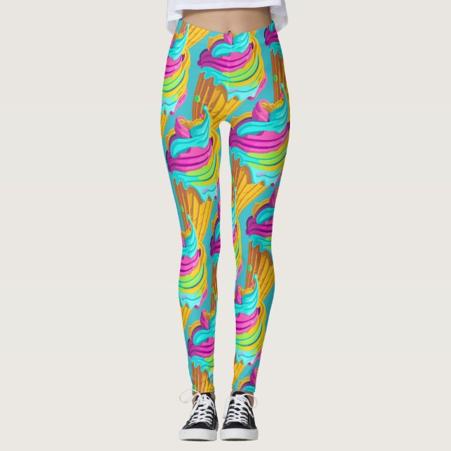 Fun Modern Girl Colorful Ice Creme Cone Muster Leggings (Vorderseite)