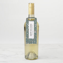 Fun Modern Green Terrazzo Muster glückliche Ferien Flaschenanhänger