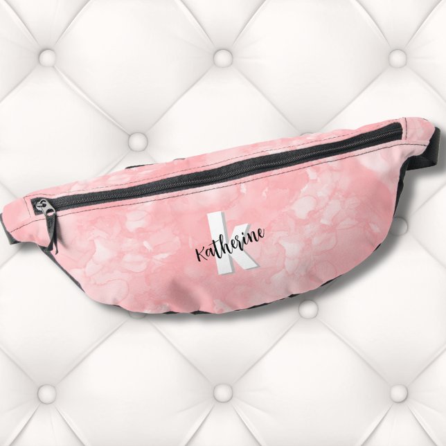 Fun Modern Pink Initial Monogram Bauchtasche (Modern Initial Monogram Pink Watercolor Fanny Pack )