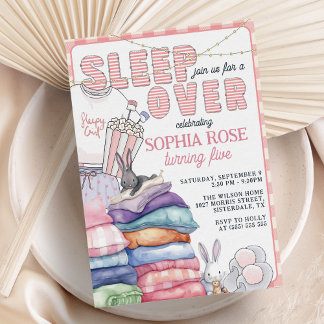 Fun Modern Pink Sleepover Geburtstagsparty Einladung