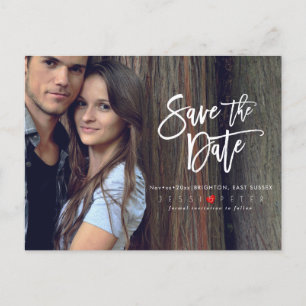 Fun Modern Pinselschrift Save the Date Ankündigungspostkarte