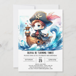 Fun Modern Pirate Birthday Einladung
