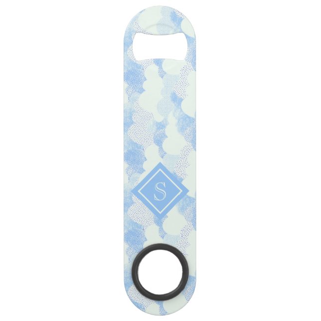 Fun Modern Rain Cloud Pattern Monogram Speed Flaschenöffner (Vorderseite)