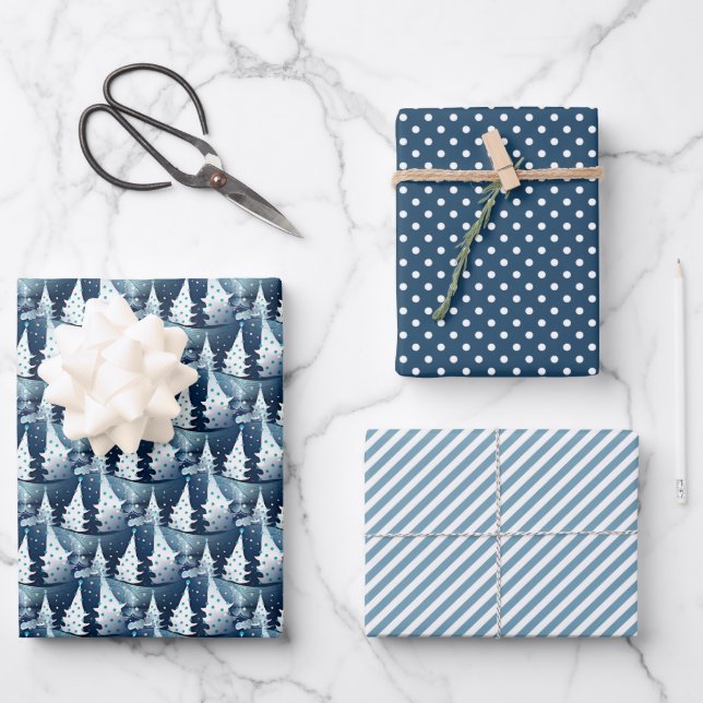 Fun Modern skandinavisches Abstraktes Pine Tree Mu Geschenkpapier Set (Vorderseite)