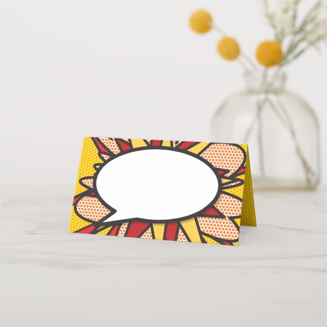 Fun Modern Speech Bubble Comic Book Platzkarte (Vorderseite)