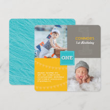 Fun Modern Squares ONE Foto Baby Boy 1. Geburtstag