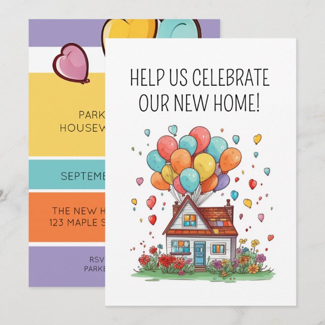 Fun Moderne neue Zuhause Housewarming Party Einlad (Vorne/Hinten)
