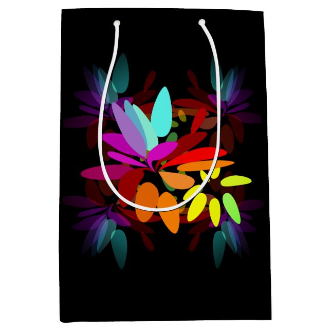 Fun Moderne Psychedelic Style Regenbogen Printwerb Mittlere Geschenktüte (Vorderseite)