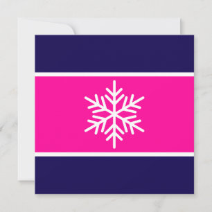 Fun Moderne rosa Navy weiße Streifen Schneeflocke Feiertagskarte