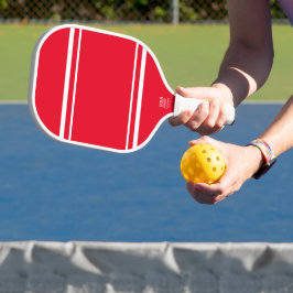 Fun Moderne Sporty Bright Red White Racing Streife Pickleball Schläger