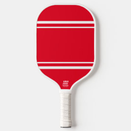 Fun Moderne Sporty Bright Red White Racing Streife Pickleball Schläger