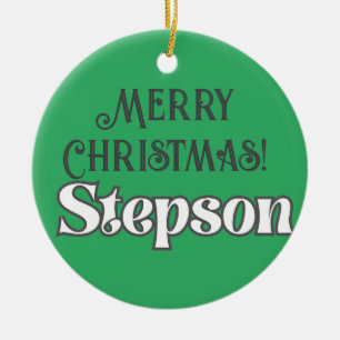 Fun Moderne Typografie Frohe Weihnachts Stepson Keramik Ornament