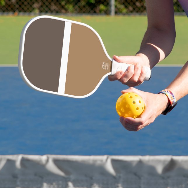 Fun Moderner zweiteiliger brauner Farbblock Pickleball Schläger (InSitu)