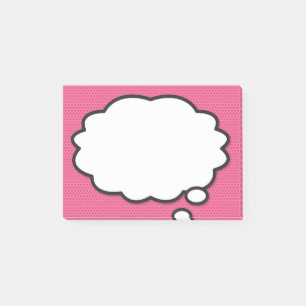 Fun Modernes Comic Buch Think Bubble Pink Post-it Klebezettel