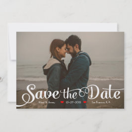 Fun Modernes Kalligraphie Sepia Foto Save the Date