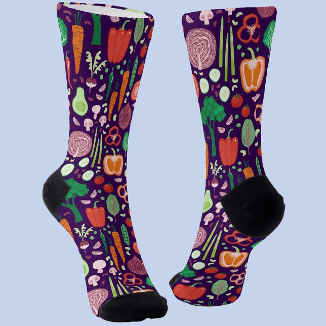 Fun Modernes Pflanzenmuster Socken (Fun modern colorful healty vegetable pattern socks for foodies, cooks and chefs.)