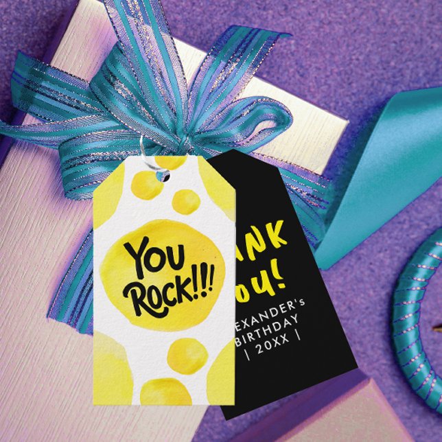 Fun Modernes Skript Sie Rock Yellow Black Brush Ty Geschenkanhänger (Von Creator hochgeladen)