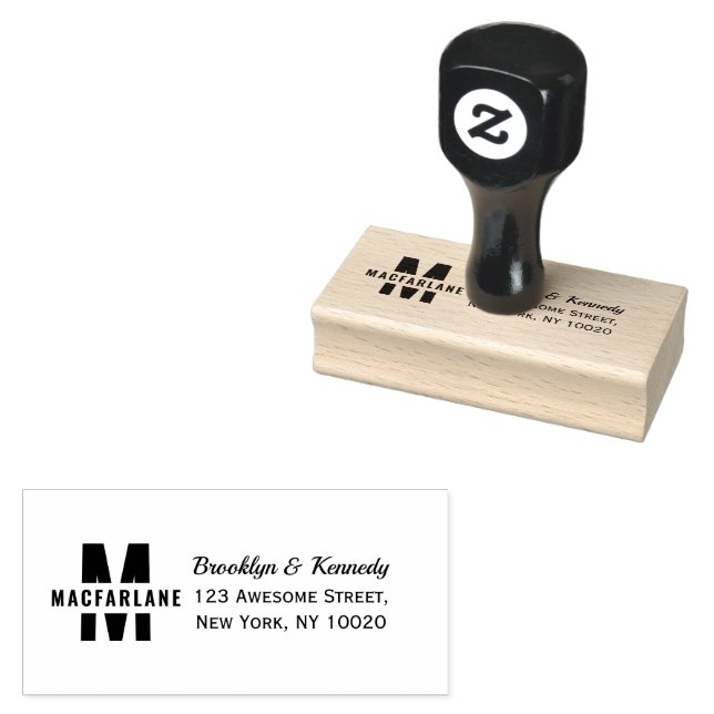 Fun Monogram Couple Name Typografy Rücksendeadress Gummistempel (Stempel)