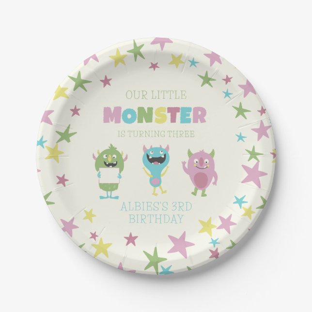 Fun Monster Thema Kindergeburtstag Pappteller (Vorderseite)