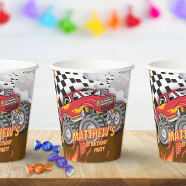 Fun Monster Truck Birthday Paper Cups Pappbecher