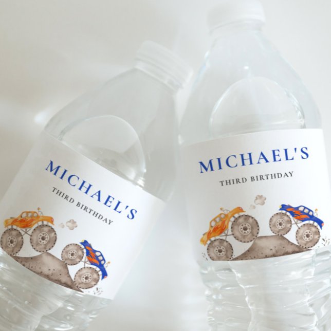 Fun Monster Trucks Wasserflaschen-Etikett Wasserflaschenetikett (Von Creator hochgeladen)