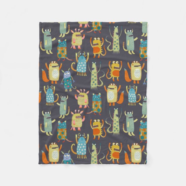 Fun Monsters Muster Fleecedecke (Vorderseite)