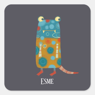 Fun Monsters Personalisiert Quadratischer Aufkleber