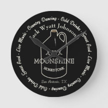 Fun Moonshine Honky-Tonk Bar Wall Clock