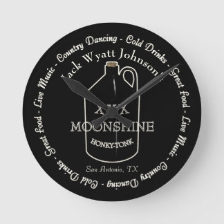 Fun Moonshine Honky-Tonk Bar Wall Clock Runde Wanduhr