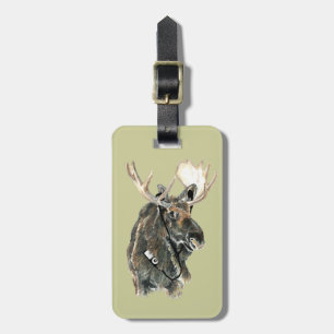 Fun Moose mit Kopfhörern Gepäckanhänger