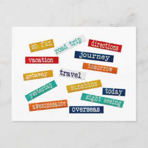 Fun Motivierend Vacation Travel Words Postkarte