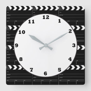 Fun Movie clapboard pattern theater clock Quadratische Wanduhr