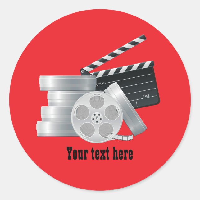 Fun movie lovers add text  runder aufkleber (Vorderseite)