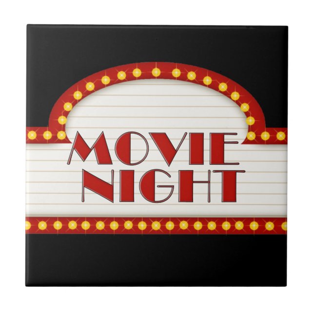 Fun Movie Night Wort Art Theater Raum Fliesen (Vorderseite)